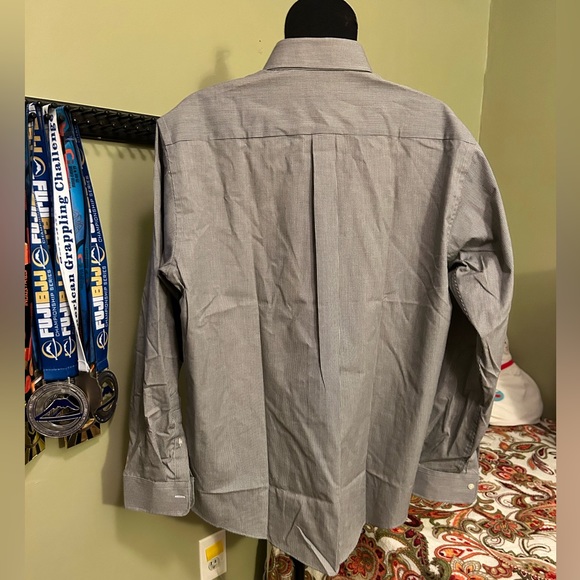 Gray Blended Pinpoint Oxford Button Up Dress Shirt 16 36 - Picture 3 of 6